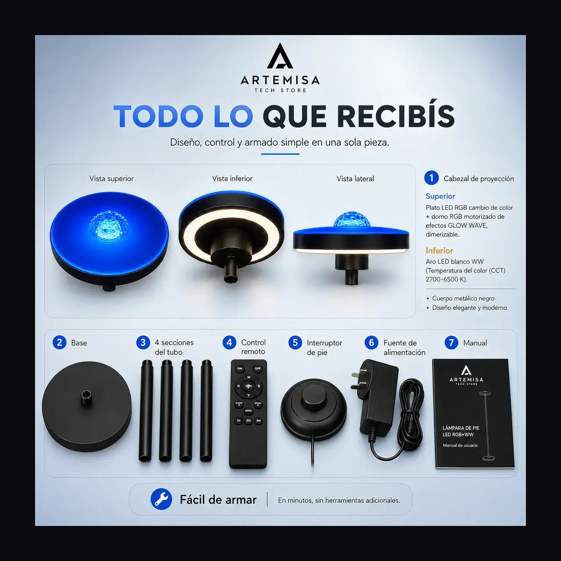 Lámpara de Pie Aura Wave Artemisa